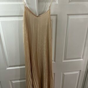 Banana Republic Pleated Maxi Slip Dress in Light Beige